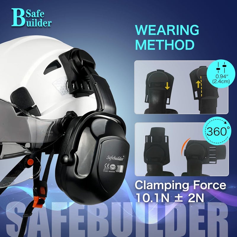 SAFEBUILDER 30dB Ear Muffs Hard Hats Type Safety Earmuffs For Safety Helmet Hearing Protection Earmuffs ANSI S3.19 - Image 4